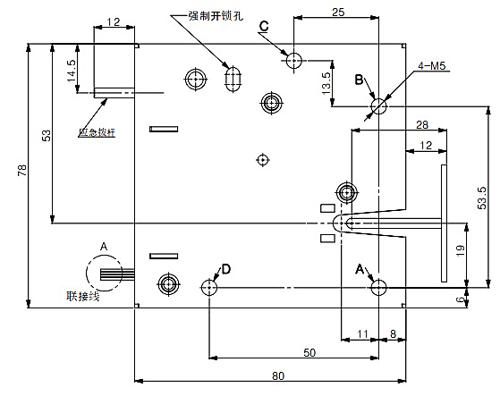 BBX619智能电控锁产品结构尺寸图纸